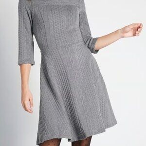 ModCloth Braid My Entire Day Dress in Gray, size Small